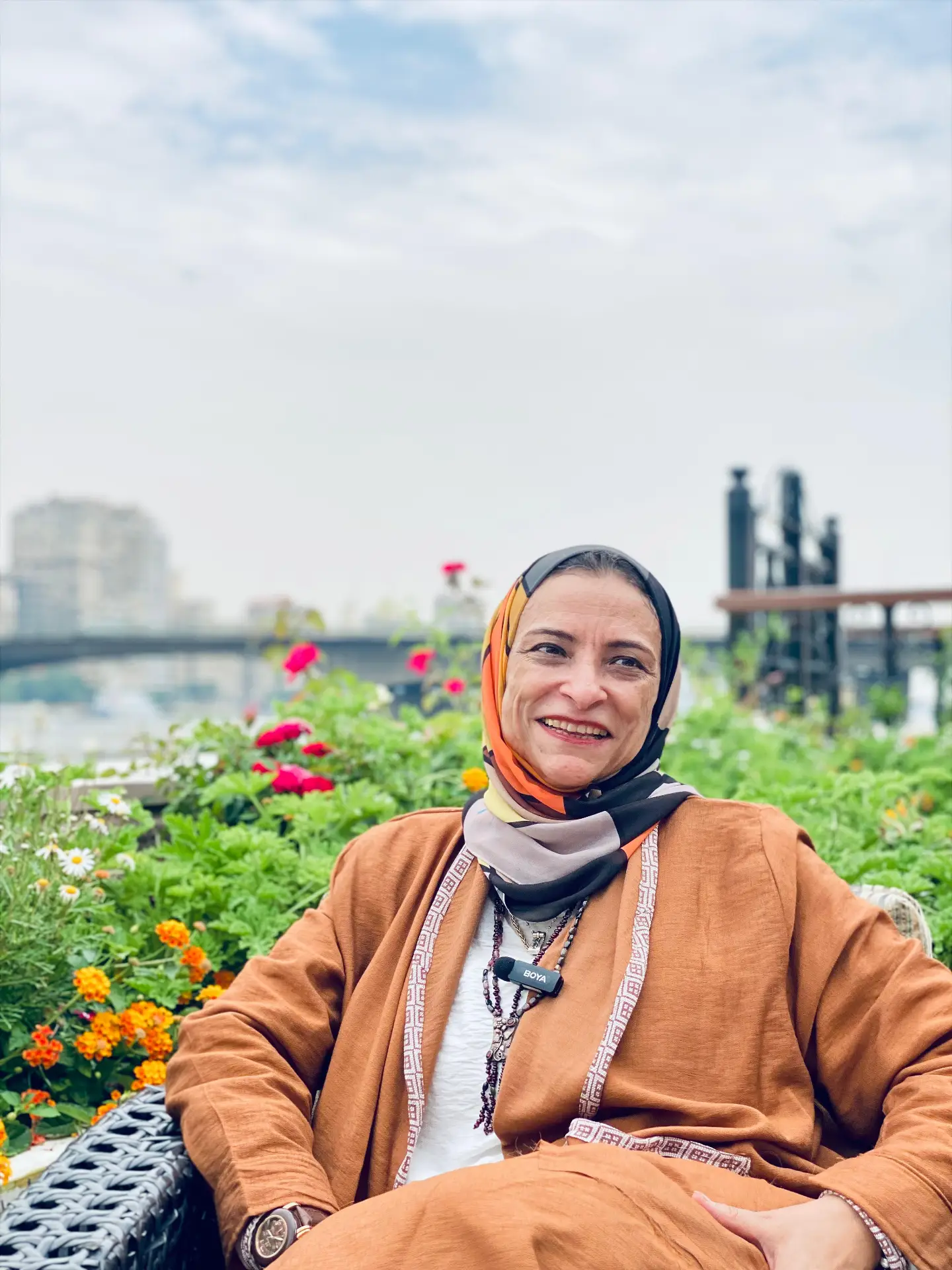 Portrait of Egyptian visual artist Heba Khereba outdoors